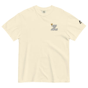 Ivory White Mountain Faith Co. Lion of Judah T-Shirt front view with minimal chest logo.