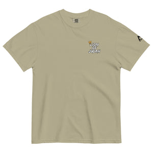 Khaki Mountain Faith Co. Lion of Judah T-Shirt front view with minimal chest logo.