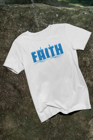 Faith design meaning image illustrating Peter walking toward Jesus on the water — a call to trust Him even in uncertainty.