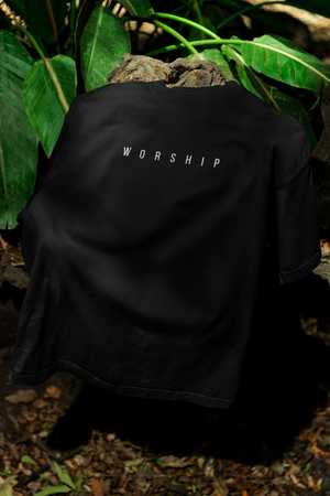 Worship design meaning image showing minimalist lettering and piano key cross.