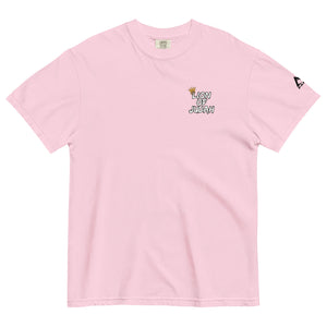 Pink Mountain Faith Co. Lion of Judah T-Shirt front view with minimal chest logo.