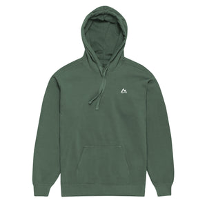 Green Mountain Faith Co. hoodie with minimalist chest logo, Christian brand.