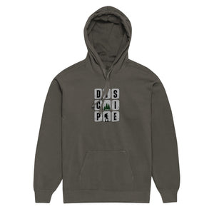 Gray Disciple Hoodie with bold DISCIPLE lettering representing a committed walk with Jesus by Mountain Faith Co.