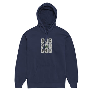 Navy Disciple Hoodie with bold DISCIPLE lettering representing a committed walk with Jesus by Mountain Faith Co.