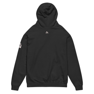 Back image of a Mountain Faith Co. logo on a black hoodie