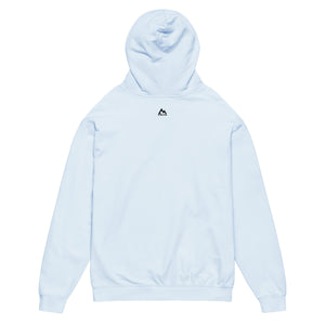 Light Blue Back of Mountain Faith Co. Hoodie with logo