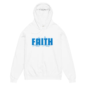 White Mountain Faith Co. Hoodie with bold blue FAITH text on the front